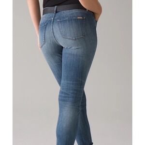 WHBM Womens Mid-Rise Skinny Soft Denim Jeans Floral Patch Distressed Blue Size 2